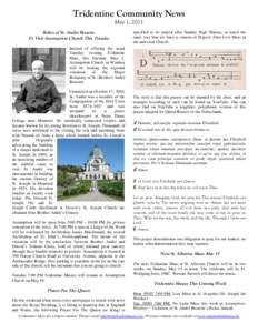 Tridentine Community News May 1, 2011 Relics of St. André Bessette To Visit Assumption Church This Tuesday  specified to be prayed after Sunday High Masses, in much the