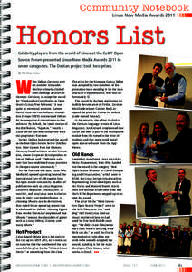 Community Notebook Linux New Media Awards 2011 Honors List Celebrity players from the world of Linux at the CeBIT Open Source Forum presented Linux New Media Awards 2011 in