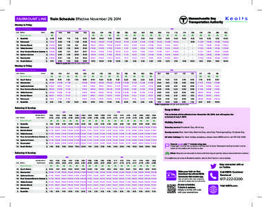 FAIRMOUNT LINE  Train Schedule Effective November 29, 2014 Monday to Friday AM