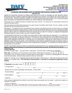 SP 62 Volunteer Firefighter License Plate Application