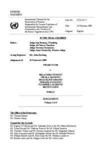UNITED NATIONS International Tribunal for the