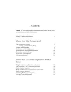 Contents Thesis: The failure of epistemology made postmodernism possible, and the failure of socialism made postmodernism necessary. List of Tables and Charts