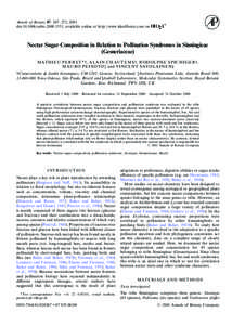 Annals of Botany 87: 267±273, 2001 doi:[removed]anbo[removed], available online at http://www.idealibrary.com on Nectar Sugar Composition in Relation to Pollination Syndromes in Sinningieae (Gesneriaceae) M AT H I E U P