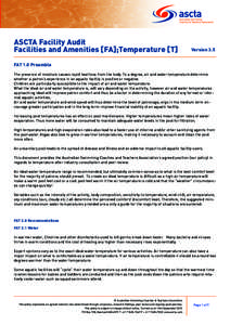 ASCTA Facility Audit Facilities and Amenities [FA];Temperature [T] Version 3.5  FAT 1.0 Preamble
