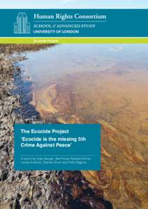 Ecocide Project  The Ecocide Project ‘Ecocide is the missing 5th Crime Against Peace’ A report by Anja Gauger, Mai Pouye Rabatel-Fernel,