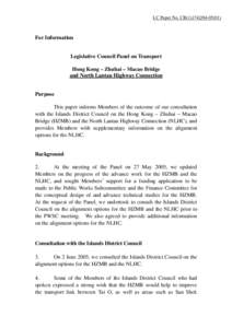 LC Paper No. CB[removed])  For Information Legislative Council Panel on Transport Hong Kong – Zhuhai – Macao Bridge