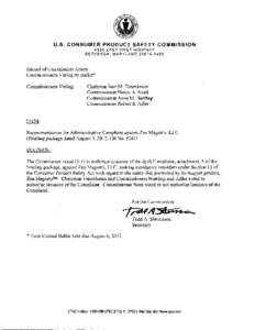 Recommendation for Administrative Complaint against Zen Magnets, LLC - Time Critical Ballot - August 6, 2012