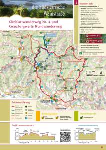 i  Wander-Info KLEEBLATTWANDERweg NR. 4 •	 Start/Ziel: Leutschach a.d.W. (Knielyhaus) •	 Länge: Weg Nr. 4 – 17,5 km, Rundweg