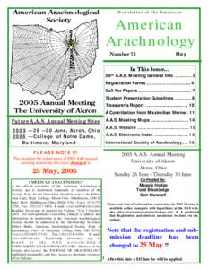 Biology / Knowledge / Association of Public and Land-Grant Universities / Mid-American Conference / North Central Association of Colleges and Schools / American Arachnological Society / Arachnology / University of Akron / Akron /  Ohio / Zoology / Arachnids / Academia