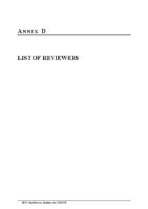 ANNEX D  LIST OF REVIEWERS IPCC Good Practice Guidance for LULUCF