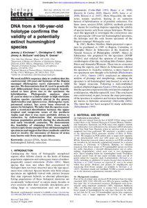 Downloaded from rsbl.royalsocietypublishing.org on January 15, 2010  systematists (Cohn-Haft 1993; Bauer et al. 2000;