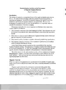 Standardization Activities on the Permanence of Magnetic Imaging Materials Peter Z. Adelstein Introduction The writing of standards is an important feature of the highly technical society that we