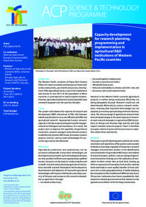 Capacity development for research planning, programming and implementation in agricultural R&D institutions of Western