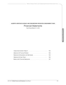 Alberta Heritage Science and Engineering Research Endowment Fund - Financial Statements for the year ended March 31, 2011