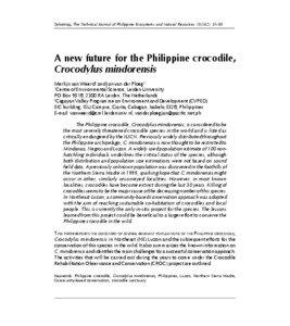 Sylvatrop, The Technical Journal of Philippine Ecosystems and Natural Resources 13(1&2): [removed]A new future for the Philippine crocodile,