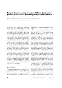 Early Archaean Isua supracrustal belt,West Greenland: pilot study of the Isua Multidisciplinary Research Project Peter W. U. Appel, Christopher M. Fedo, Stephen Moorbath and John S. Myers