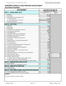 CALIFORNIA DEPARTMENT OF SOCIAL SERVICES DATA SYSTEMS AND SURVEY DESIGN BUREAU STATE OF CALIFORNIA - HEALTH AND HUMAN SERVICES AGENCY  CalWORKs Welfare-to-Work Monthly Activity Report