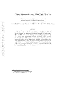 Ghost Constraints on Modified Gravity  arXiv:hep-th/0411102v2 11 Nov 2004 Alvaro N´ un