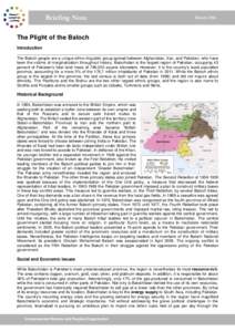 Briefing Note  March 2014 The Plight of the Baloch Introduction