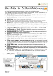 User Guide for ProQuest Databases The Library has subscribed to the following ProQuest databases, which are “EdLINK-enabled”: (Note: EdLINK is an integrated e-resources linking platform. Simply click on the “EdLINK