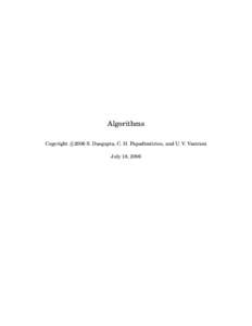 Algorithms c Copyright 
2006 S. Dasgupta, C. H. Papadimitriou, and U. V. Vazirani July 18, 2006