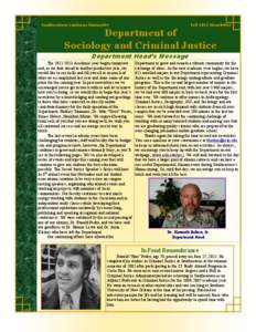 Southeastern Louisiana University  Fall 2012 Newsletter