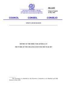 MC[removed]Report of the Director General on the Work of the Organization for the Year 2007