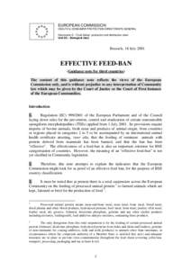 EUROPEAN COMMISSION HEALTH & CONSUMER PROTECTION DIRECTORATE-GENERAL Directorate D – Food Safety: production and distribution chain Unit D2 – Biological risks  Brussels, 18 July 2001