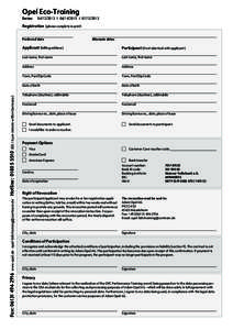 Opel Eco-Training Dates: IIRegistration (please complete in print)