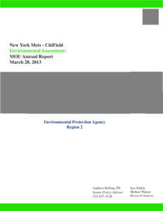 New York Mets - CitiField Environmental Assessment: MOU Annual Report March 28, 2013  Environmental Protection Agency