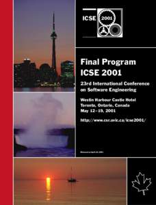 ICSE[removed]Final Program ICSE 2001