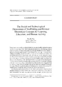 THE JOURNAL OF THE LEARNING SCIENCES, 13(3), Copyright O 2004, Lawrence Erlbaum Associates, Inc. COMMENTARY  The Social and Technological