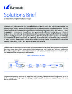 Solutions Brief Understanding Remote Backups In an effort to centralize backup management and keep costs down, many organizations are attempting to protect remote facilities by backing up data across their wide area netw