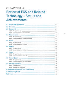 CHAPTER 4  Review of EGS and Related Technology – Status and Achievements 4.1 Scope and Organization _ _ _ _ _ _ _ _ _ _ _ _ _ _ _ _ _ _ _ _ _ _ _ _ _ _ _ _ _ _ _ _4-3
