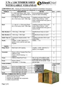 3.76 X 1.84 TIMBER SHED WITH VERANDAH INSTALLATION INSTRUCTIONS