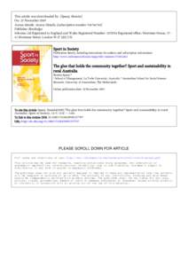 This article was downloaded by: [Spaaij, Ramón] On: 23 November 2009 Access details: Access Details: [subscription number[removed]Publisher Routledge Informa Ltd Registered in England and Wales Registered Number: 107
