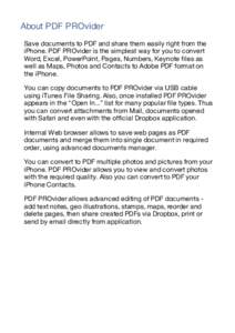 PDF PROvider for iPad Quick Start Guide