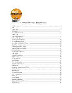 Nutritional Information – Table of Contents  PASTRAMI SANDWICH ............................................................................................................... 2  BLT  .......................