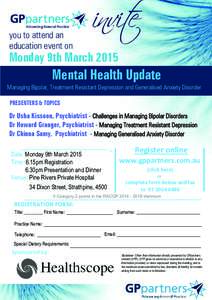 you to attend an education event on invite  Monday 9th March 2015