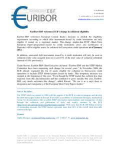 Euribor-EBF welcomes ECBs change in colalteral eligbility