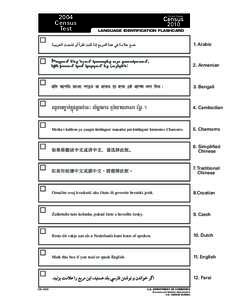 2004 Census Test 2010 LANGUAGE IDENTIFICATION FLASHCARD