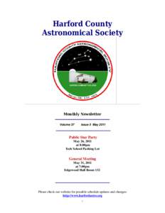 Harford County Astronomical Society Monthly Newsletter Volume 37