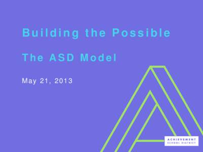 Building the Possible The ASD Model May 21, 2013 TN’s bottom 5% of schools are concentrated in 3 large urban districts