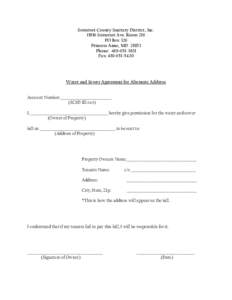 Somerset County Sanitary District, Inc[removed]Somerset Ave. Room 216 PO Box 326 Princess Anne, MD[removed]Phone: [removed]Fax: [removed]