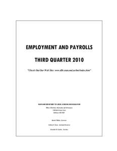 EMPLOYMENT AND PAYROLLS THIRD QUARTER 2010 