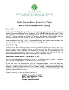 STATE OF WASHINGTON  ENERGY FACILITY SITE EVALUATION COUNCIL PO Box[removed]z