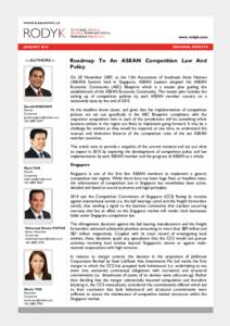 Competition law / Cartel / Competition / Singapore / National Competition Policy / ASEAN Free Trade Area / Association of Southeast Asian Nations / International relations / Political geography