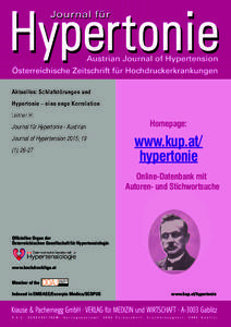 Aktuelles: Schlafstörungen und Hypertonie – eine enge Korrelation Leitner H Homepage: