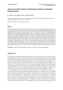 © IWA PublishingWater Practice & Technology Vol 7 No 3 doi:wptCauses and control practices of ﬁlamentous foaming in wastewater