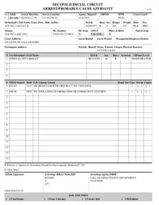 SECOND JUDICIAL CIRCUIT ARREST/PROBABLE CAUSE AFFIDAVIT [ x ] Adult Arrest Datetime [ ] Juvenile[removed]:16